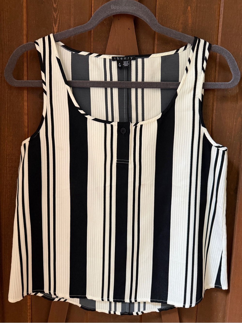 Theory Black and White Vertical Stripe Tank